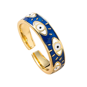Bague mauvais oeil bleu marine